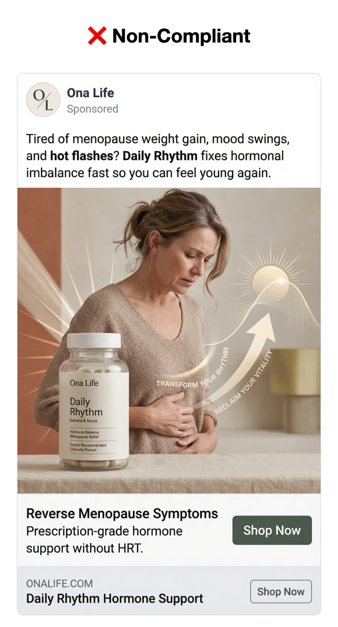 Ona Life clearly non-compliant ad full size